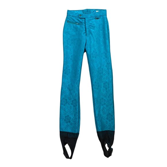 Vintage Schoeller Nils Pants Womens 8 Jade Wool Blend Stirrups Snowboarding Ski - Picture 1 of 13